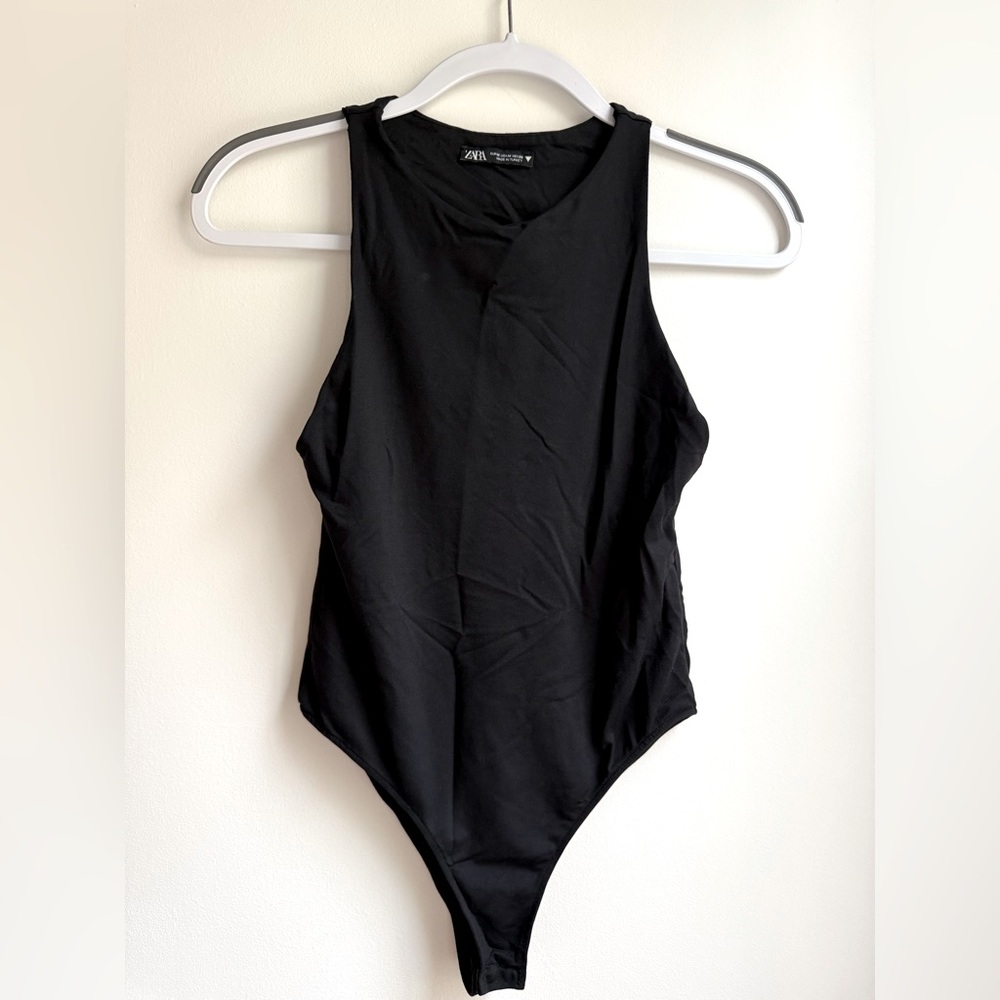Zara Black High Neck Top Bodysuit, Size M
